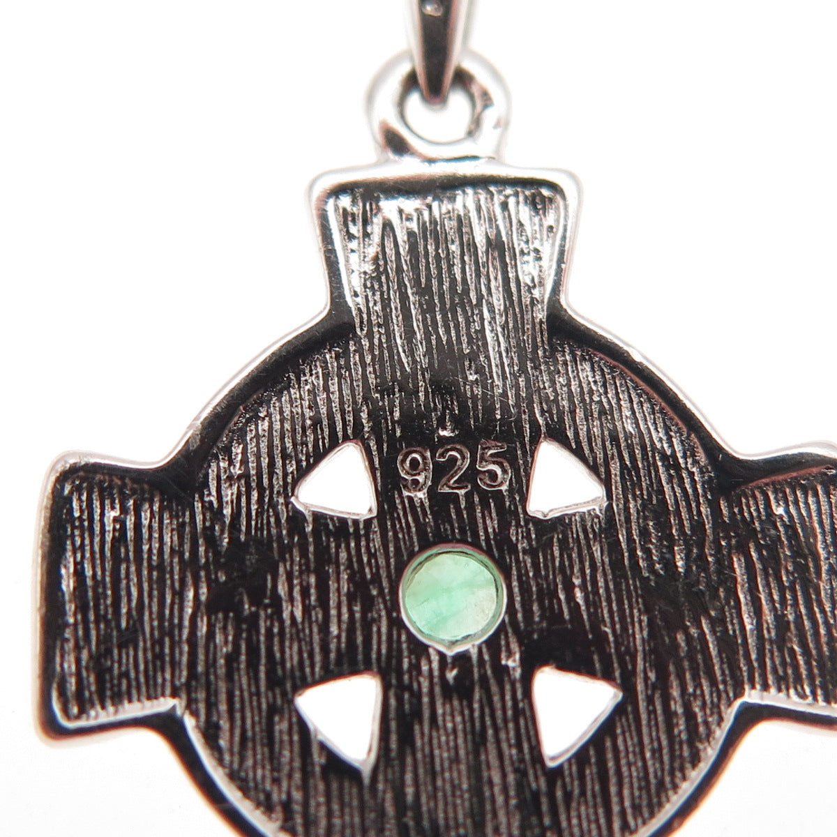 Shanore 925 Sterling Vintage Real Emerald Celtic Cross Cable Chain Necklace 18"