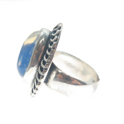 925 Sterling Silver Vintage Real Pear-Cut Moonstone Oxidized Ring Size 8.75