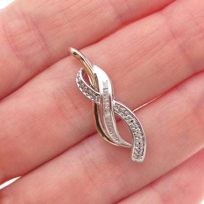 Sun 925 Sterling Silver 14K Gold Real Diamond Infinity Charm Pendant