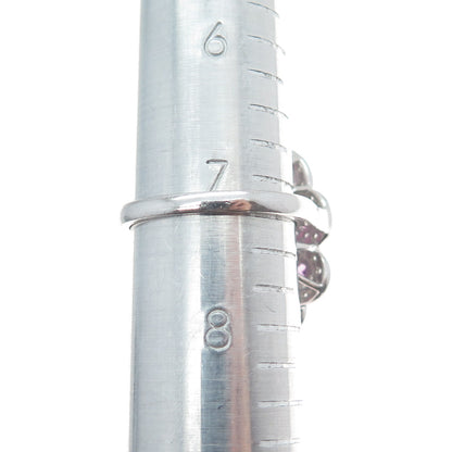 CHUCK CLEMENCY 925 Sterling Silver Real Amethyst & White Topaz Ring Size 7.25