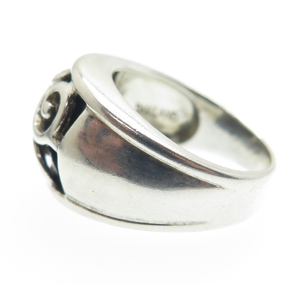 925 Sterling Silver Vintage Black Onyx Gem Twig Leaf Ring Size 7