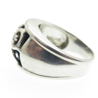 925 Sterling Silver Vintage Black Onyx Gem Twig Leaf Ring Size 7