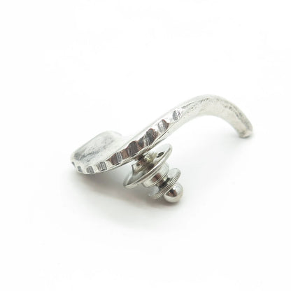 925 Sterling Silver Vintage Horn Lapel Pin