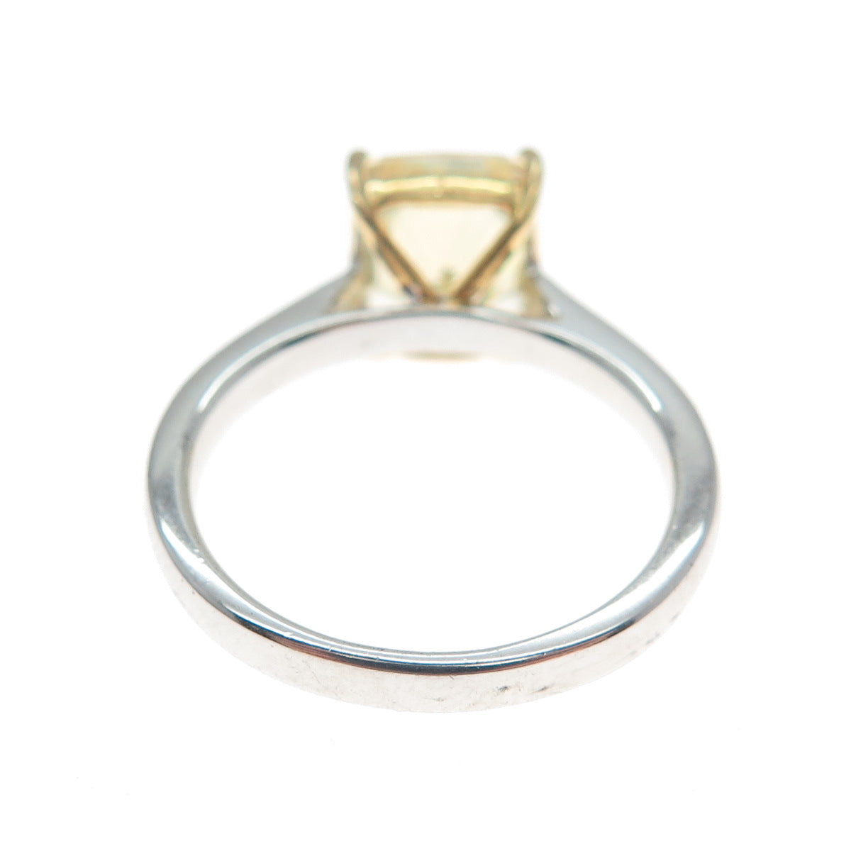 DSMK 925 Sterling Silver 2-Tone Radiant-Cut Canary C Z Ring Size 6