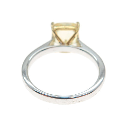 DSMK 925 Sterling Silver 2-Tone Radiant-Cut Canary C Z Ring Size 6