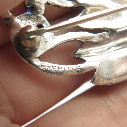 925 Sterling Silver Vintage Calla Lily Floral Pin Brooch