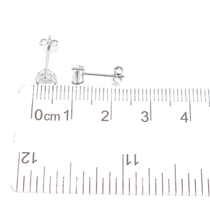 925 Sterling Silver Heart-Cut C Z Stud Earrings
