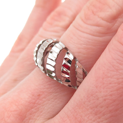 Chapal Zenray 925 Sterling Silver Modernist Ribbed Dome Ring Size 7.25