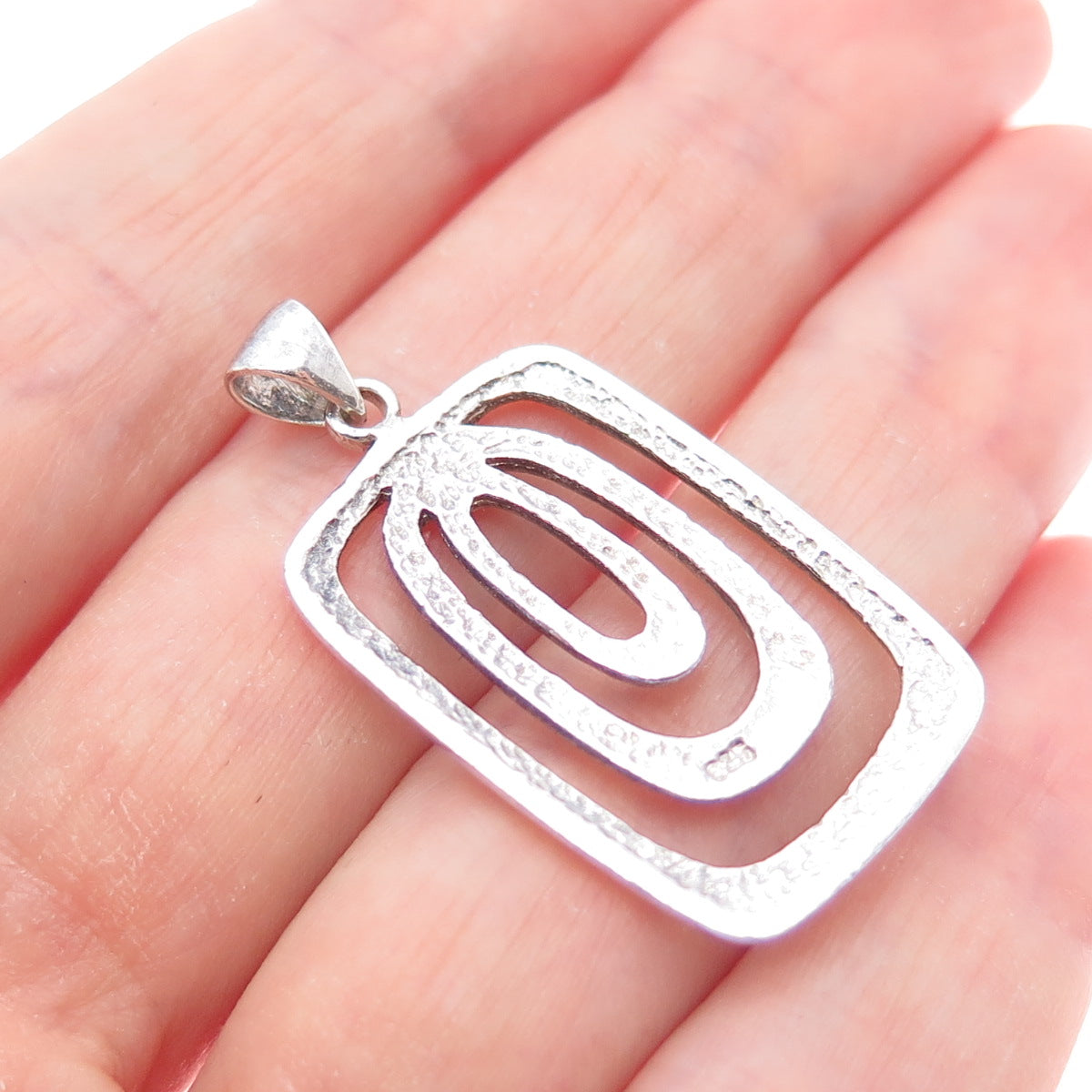 925 Sterling Silver Vintage Modernist Multi-Circle Charm Pendant