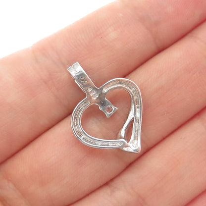 DIADEMA 925 Sterling Silver Vintage C Z Heart Minimalist Charm Pendant
