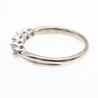 925 Sterling Silver Round-Cut C Z Anniversary Band Ring Size 7