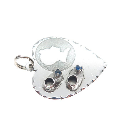 TOWN & COUNTRY 925 Sterling Silver Vintage Rhinestone Boy Shoes Heart Pendant