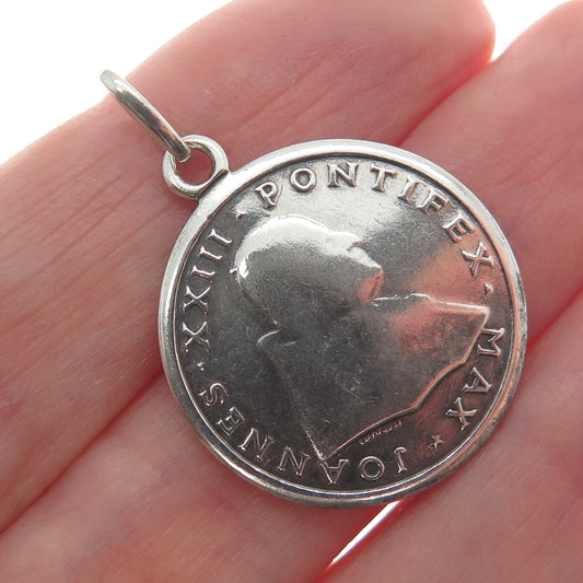 UNOAERRE 800 Silver Vintage Italy Pope John XXIII Minimalist Charm Pendant