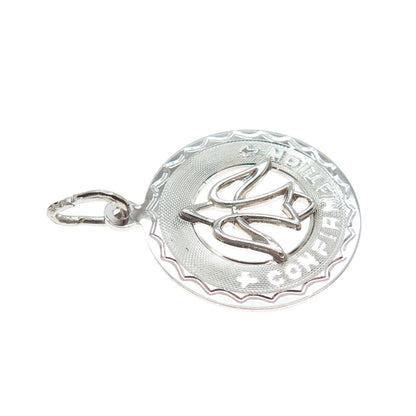 925 Sterling Silver Vintage Holy Spirit Confirmation Religious Charm Pendant