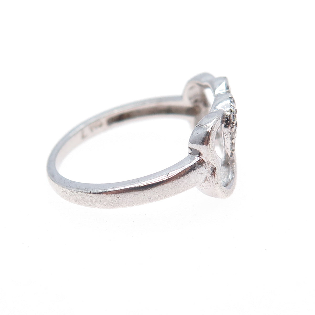 925 Sterling Silver Round-Cut C Z Interlocked Heart Infinity Ring Size 7