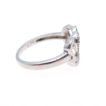 925 Sterling Silver Round-Cut C Z Interlocked Heart Infinity Ring Size 7