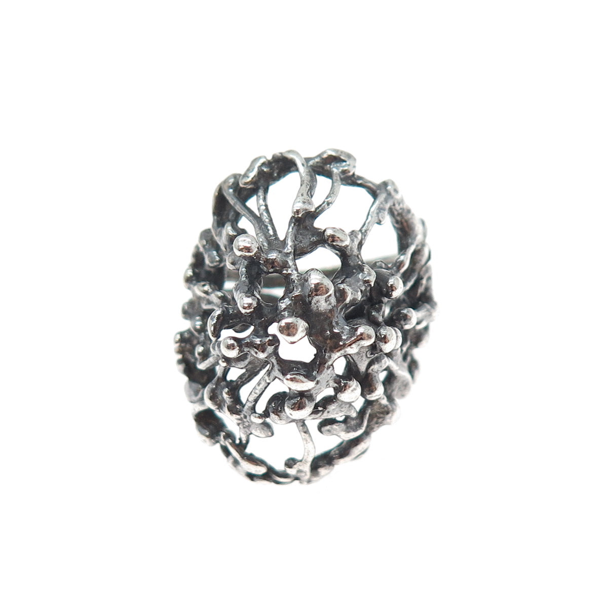 925 Sterling Silver Vintage Israel Modernist Oxidized Ring Size 6