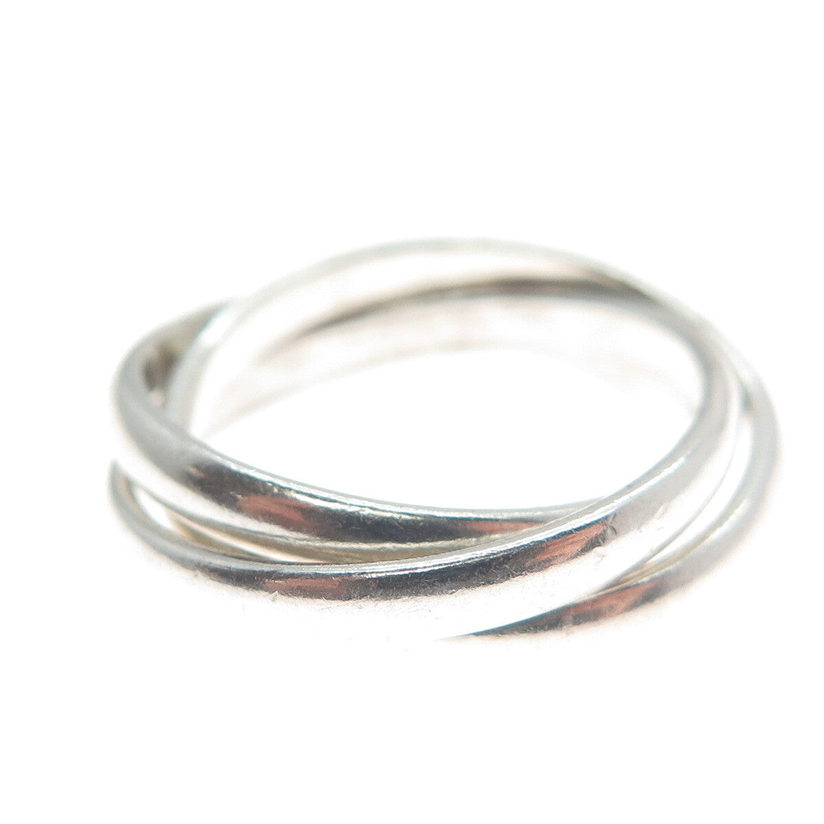 925 Sterling Silver Vintage Mexico Triple Interlocked Band Ring Size 4.75