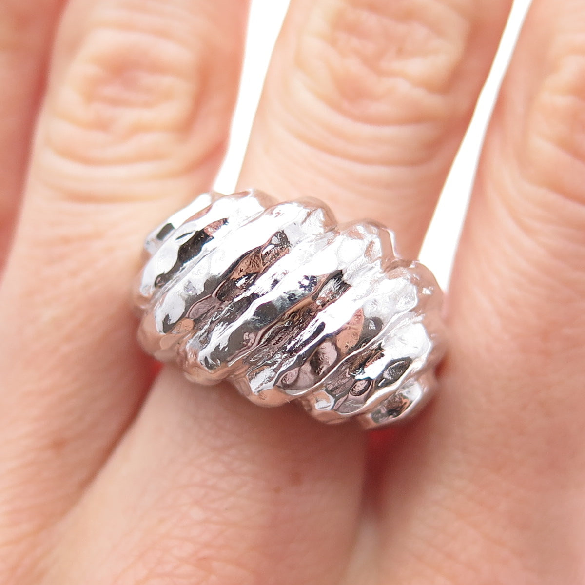 ESPO JOSEPH ESPOSITO 925 Sterling Silver Vintage Ribbed Dome Ring Size 9