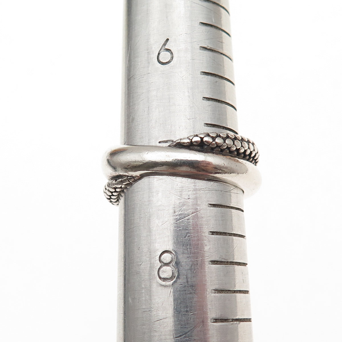 Michael Dawkins 925 Sterling Silver Dotted Crisscross Oxidized Ring Size 7.25