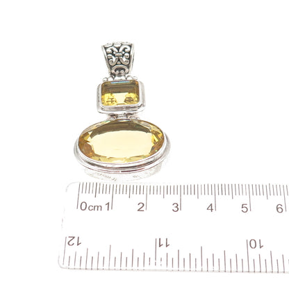 AF DESIGN 925 Sterling Silver Vintage Real Canary Quartz Modernist Pendant