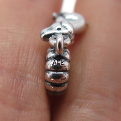 PANDORA 925 Sterling Silver Oxidized Dangle Dog Slide Charm