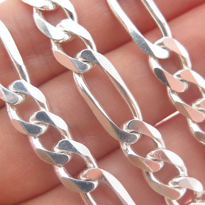 925 Sterling Silver Vintage Italy Figaro Chain Necklace 18"