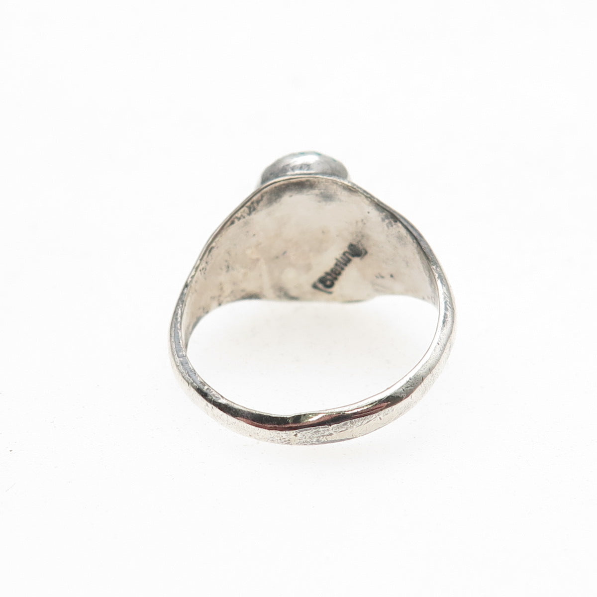 Old Pawn Sterling Silver Vintage Southwestern Turquoise Feather Ring Size 7.75