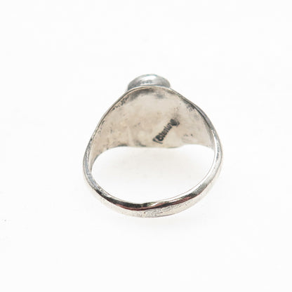 Old Pawn Sterling Silver Vintage Southwestern Turquoise Feather Ring Size 7.75