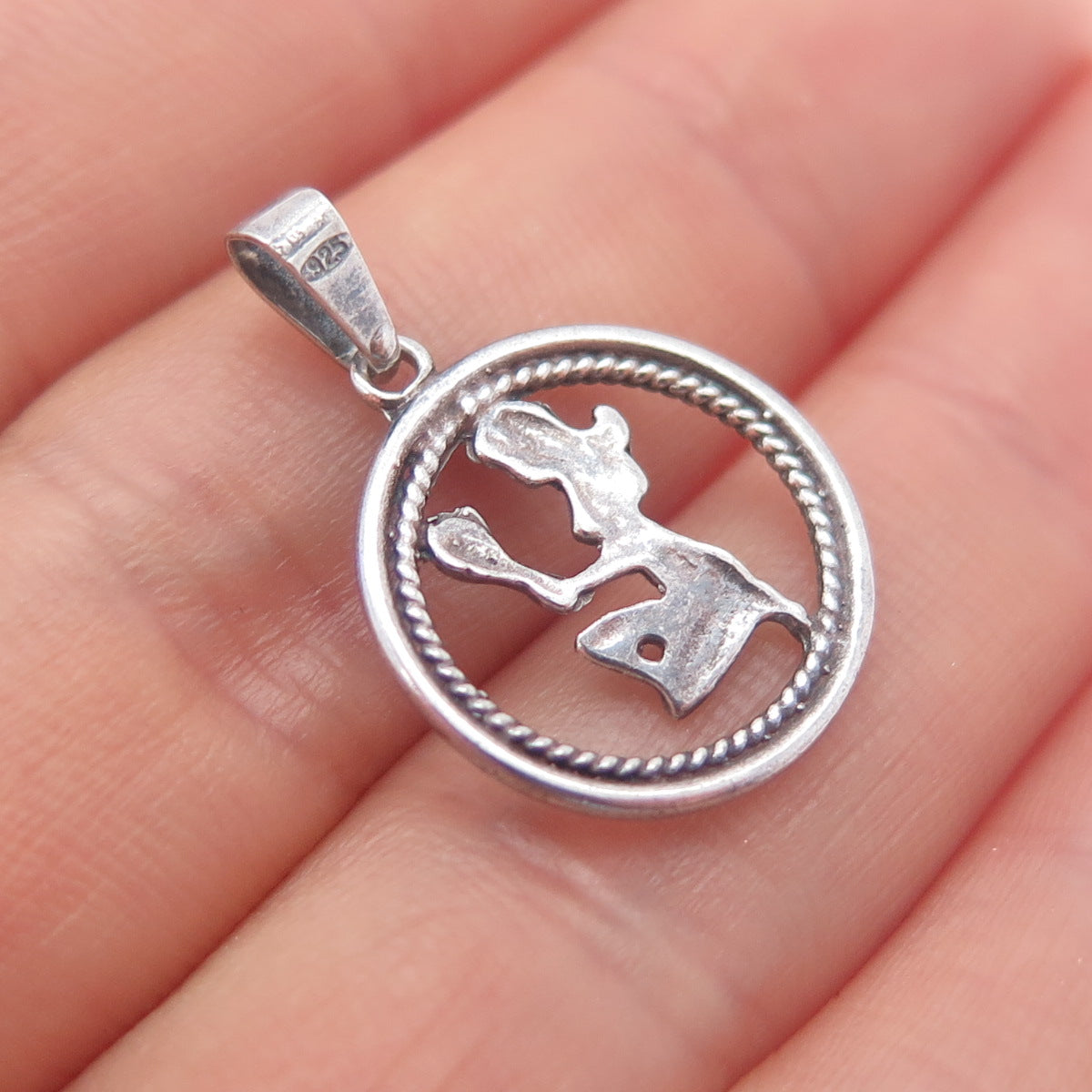 925 Sterling Silver Vintage Italy Virgo Zodiac Sign Mini Charm Pendant