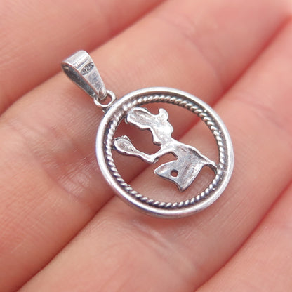 925 Sterling Silver Vintage Italy Virgo Zodiac Sign Mini Charm Pendant