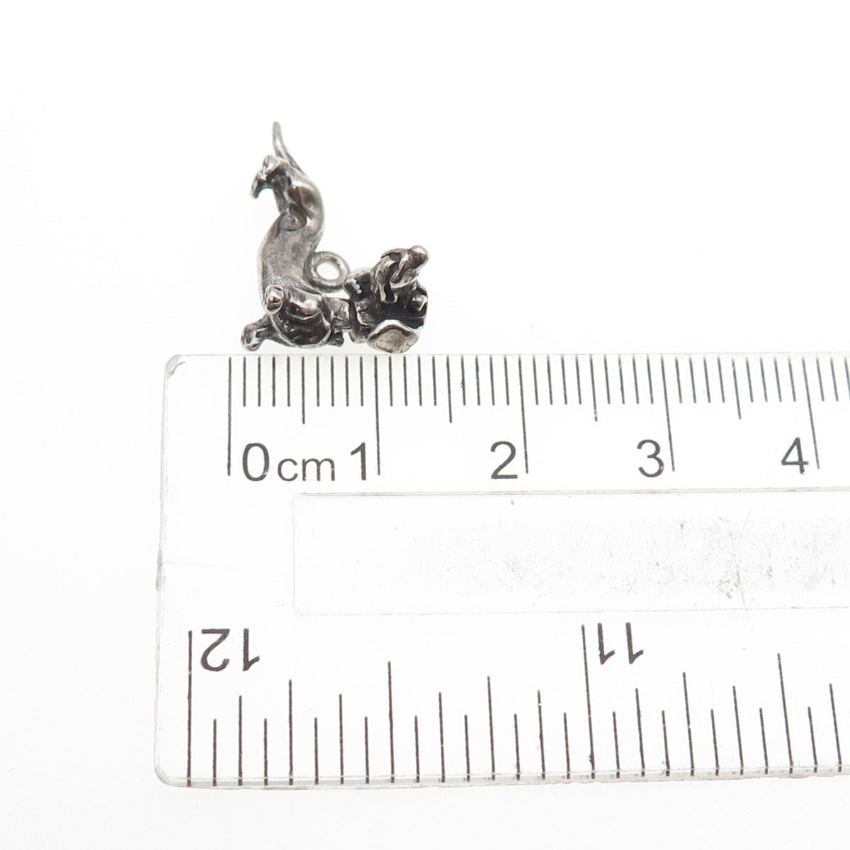 925 Sterling Silver Vintage Dachshund Oxidized Articulated Mini 3D Charm Pendant