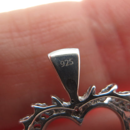 925 Sterling Silver Real Round-Cut Diamond Heart Minimalist Charm Pendant