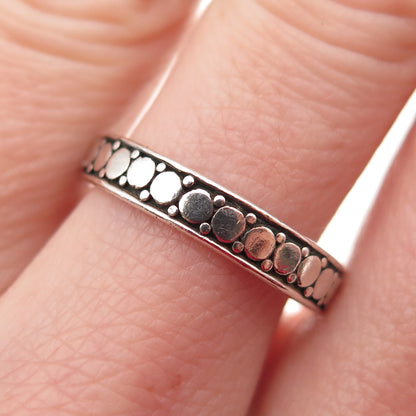 925 Sterling Silver Vintage Oxidized Dotted Band Ring Size 8
