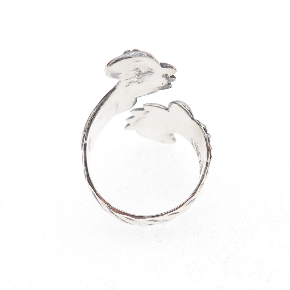 925 Sterling Silver Vintage Mexico Wings Oxidized Adjustable Ring Size 9