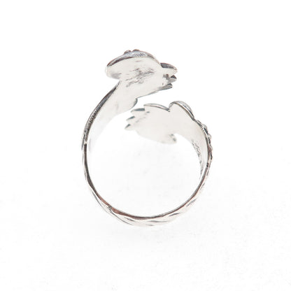 925 Sterling Silver Vintage Mexico Wings Oxidized Adjustable Ring Size 9