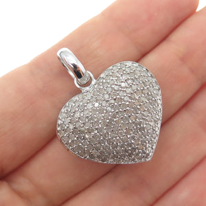 DEE BERKLE 925 Sterling Silver Real Round-Cut Diamond Heart Locket Pendant