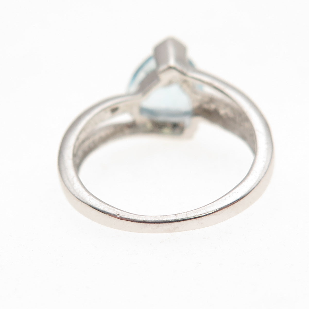 925 Sterling Silver Real Diamond & Blue Topaz Ring Size 5