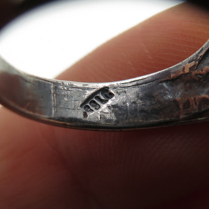 925 Sterling Silver Vintage Modernist Ribbed Oxidized Ring Size 6.75