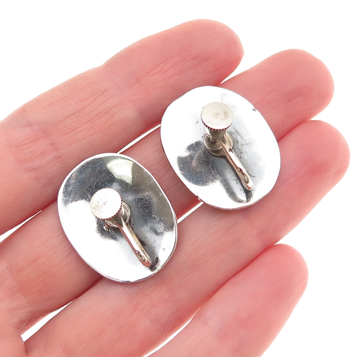 Old Pawn 925 Sterling Silver Vintage Southwestern Turquoise Screw Back Earrings