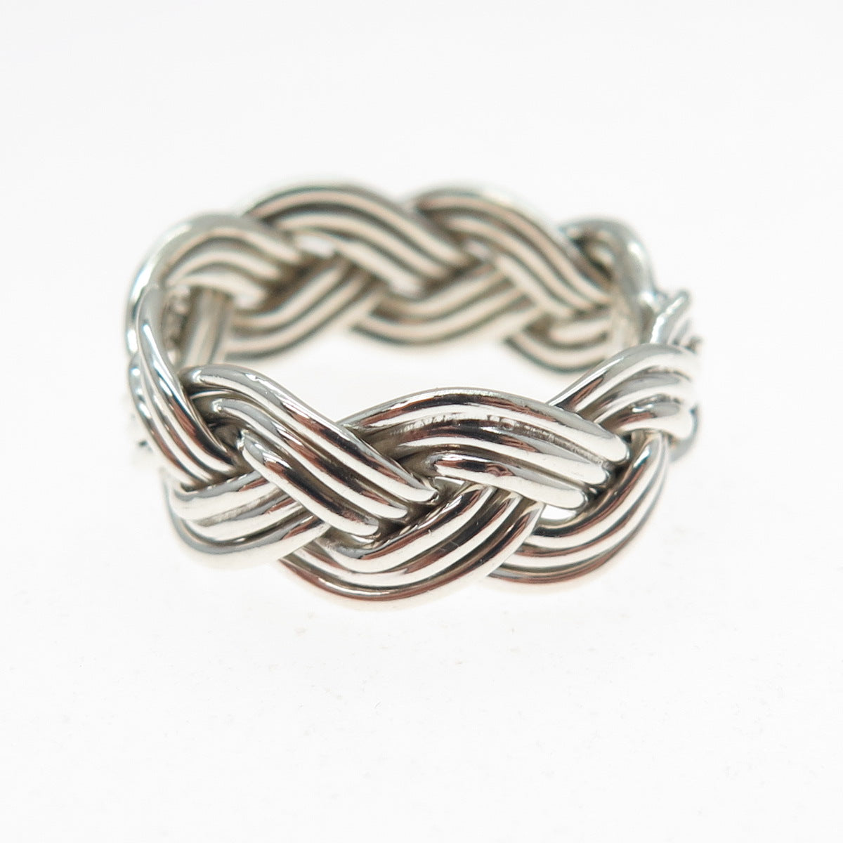 925 Sterling Silver Vintage Mexico Modernist Woven Ring Size 7.5