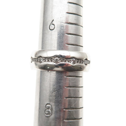 925 Sterling Silver Round-Cut C Z All Around Eternity Band Ring Size 7