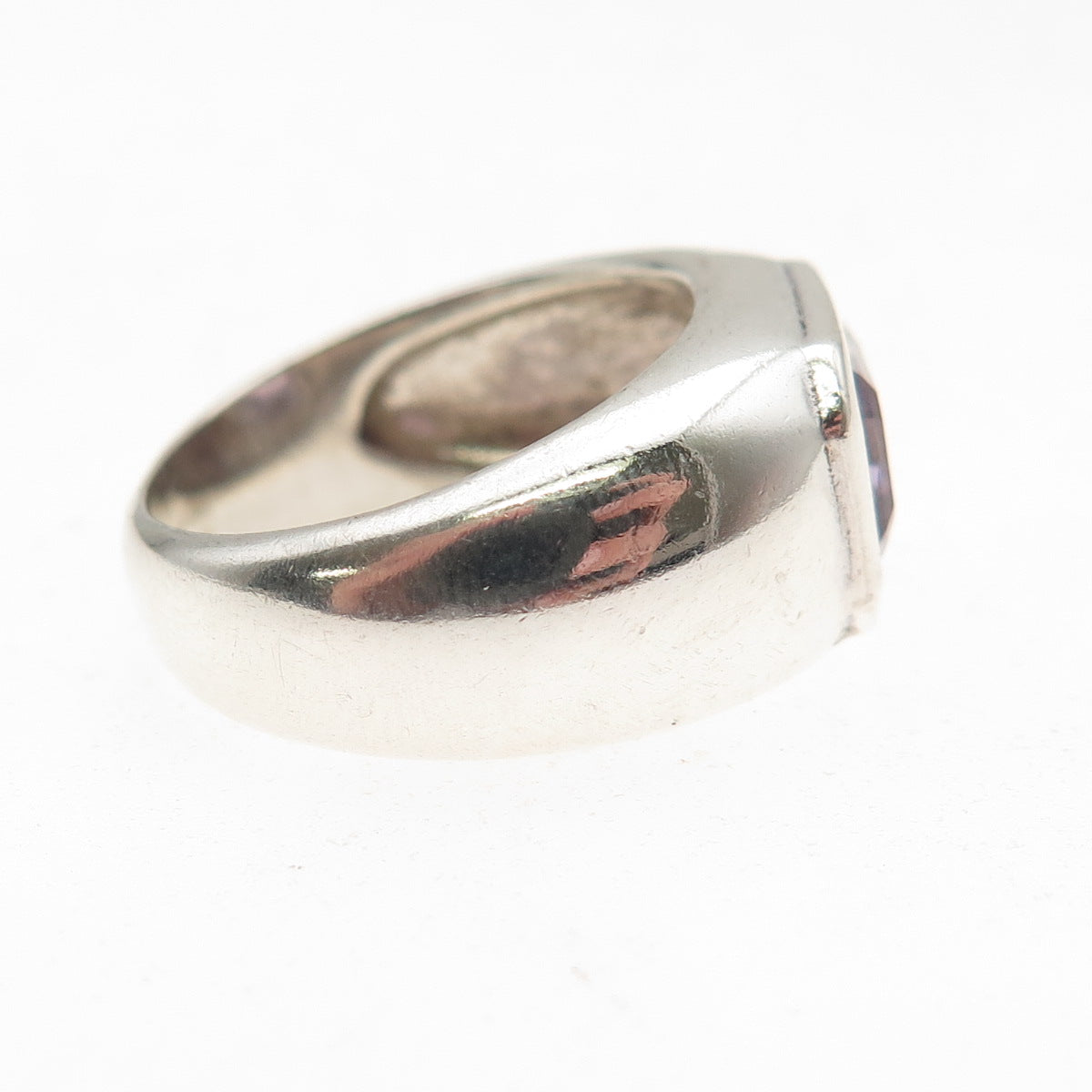 CNA Pranda 925 Sterling Silver Vintage Real Amethyst Modernist Ring Size 7