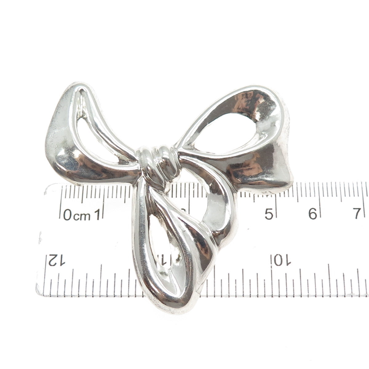 925 Sterling Silver Vintage Mexico Modernist Ribbon Bow Slide Pendant