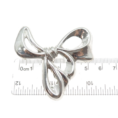 925 Sterling Silver Vintage Mexico Modernist Ribbon Bow Slide Pendant