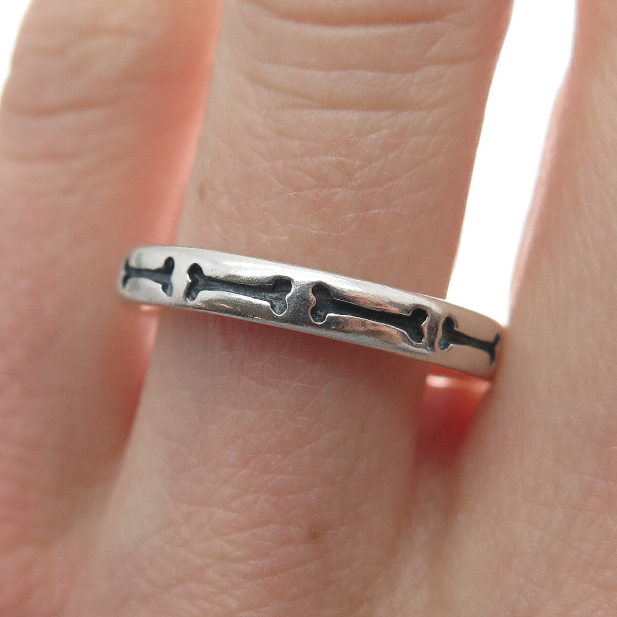 ANNI + CO. 925 Sterling Silver Vintage Dog Bone Band Ring Size 7