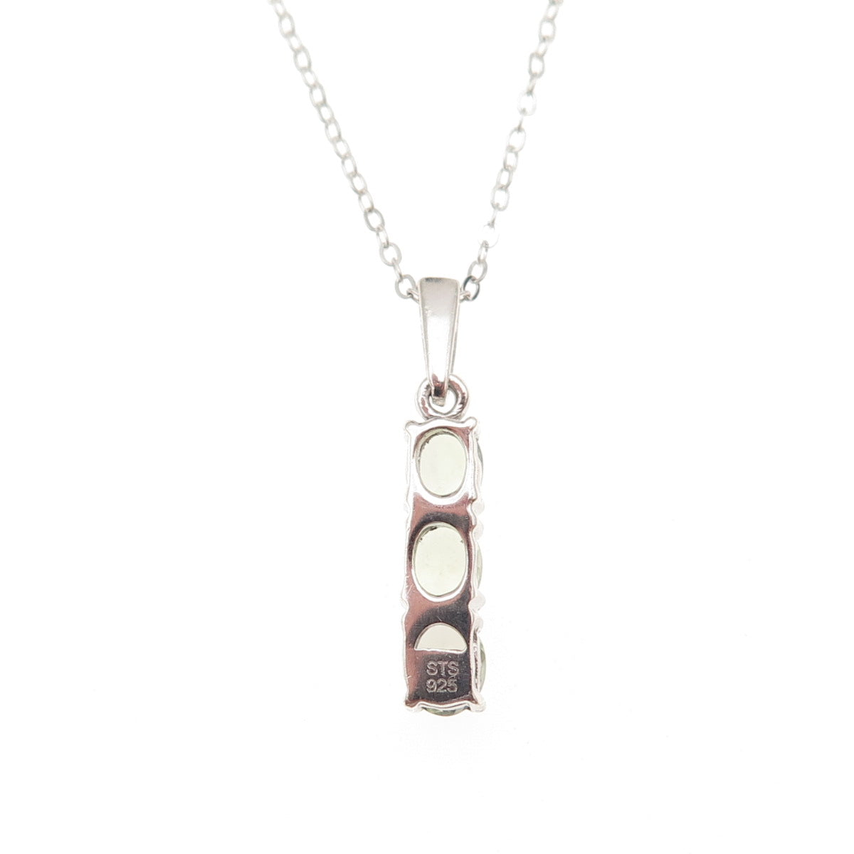 Chuck Clemency 925 Sterling Silver Real Green Amethyst Cable Chain Necklace 20"