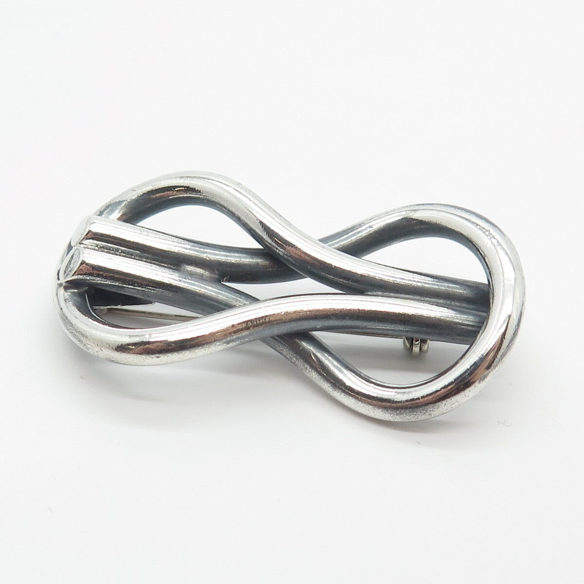 925 Sterling Silver Vintage Mexico Modernist Loop Pin Brooch