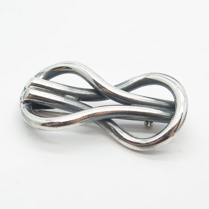 925 Sterling Silver Vintage Mexico Modernist Loop Pin Brooch