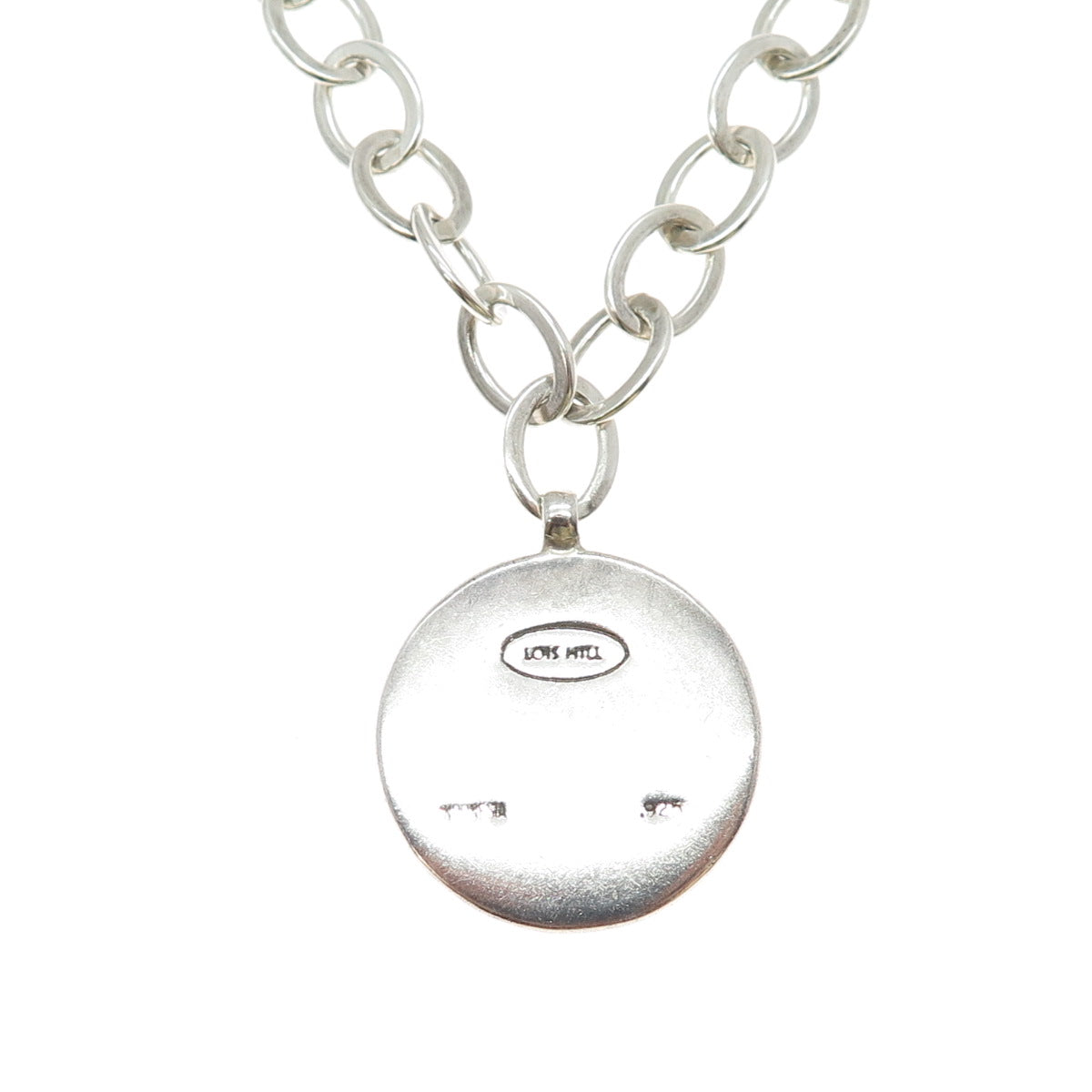 LOIS HILL 925 Sterling Vintage Granulated Scroll Hammered Pendant Necklace 16"